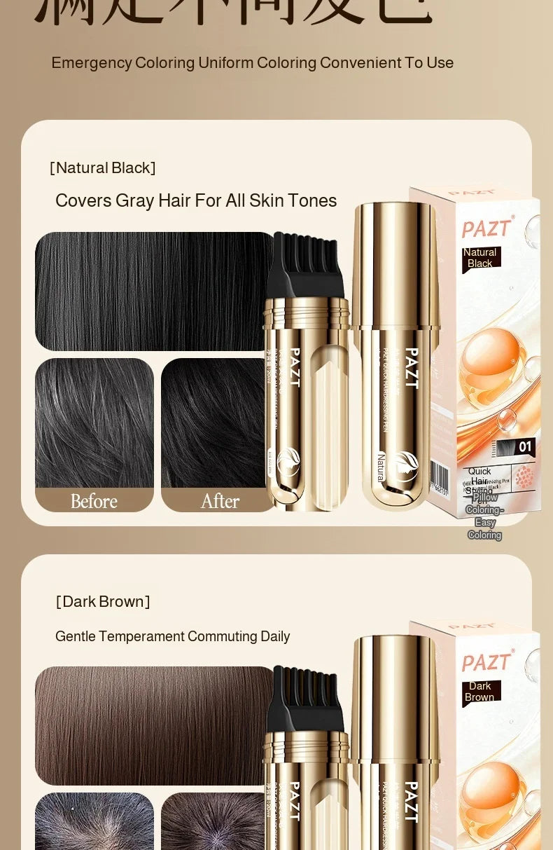 Disposable Hairdressing Pen Quick Hair Styling Hair Dye Comb Instant Gray Coverage Hair Color No Scalp Damage Hair Dye Stick