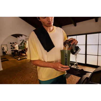 Insulated Stainless Steel 20 oz Shaker Cup | Base Storage and Lid | Protein Shakes and Pre-Workout Powder | BPA-Free | Sage Grey