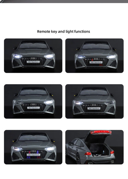 Key Remote Control Version 1:18 AUDI RS7 Alloy Sports Car Model Diecast Metal Racing Vehicle Car Model Sound Light Toy Gift