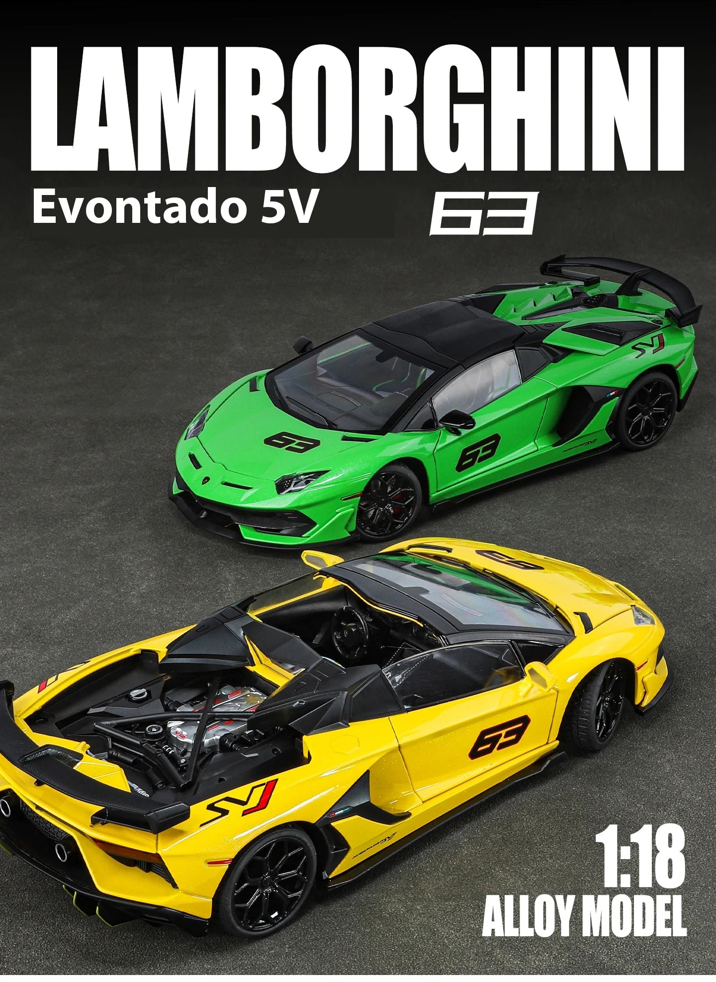 Large 1/18 Aventador SVJ Supercar Model Simulation Interior Details Adult Collection Ornaments