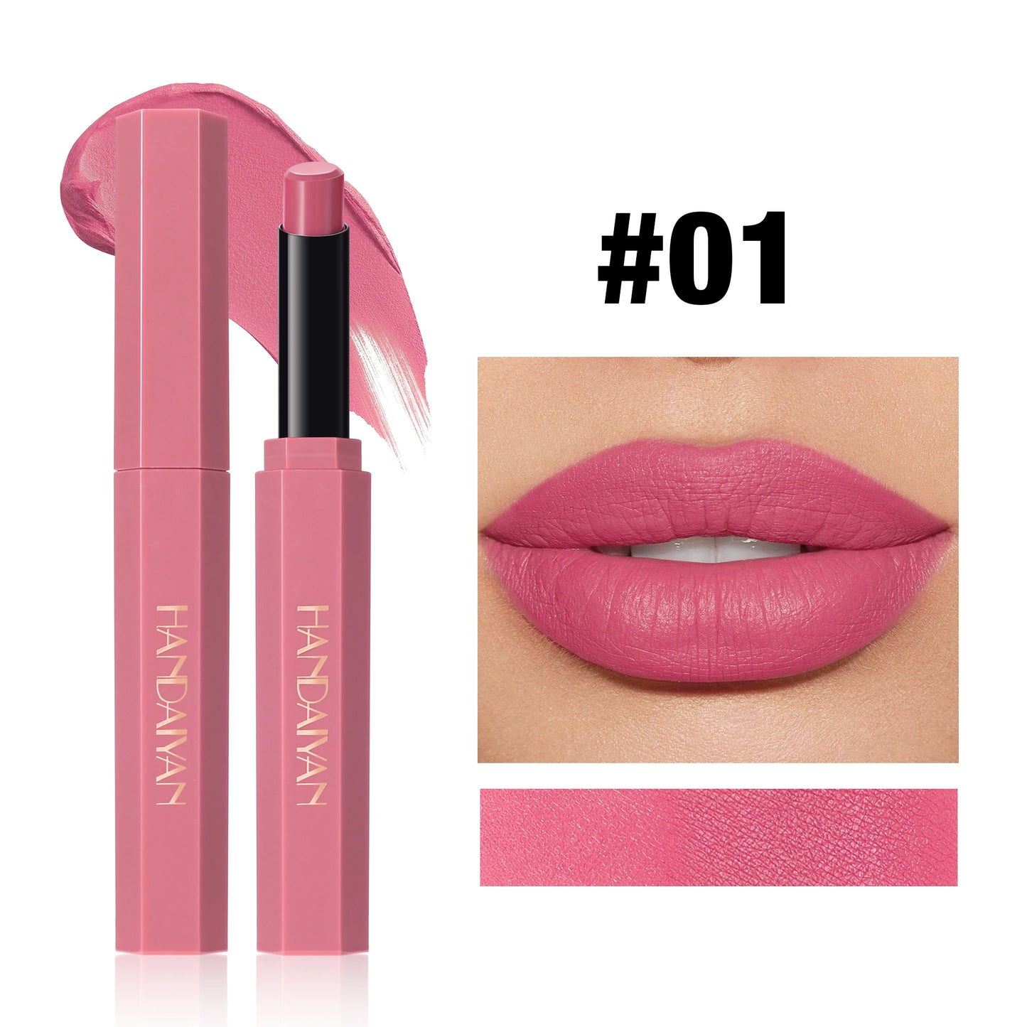 Matte Lipstick Pencil Waterproof Long Lasting Non-Stick Cup Sexy Red Matte Solid Lip Gloss Nude Pink Lipstick Pen Makeup -6 Colors