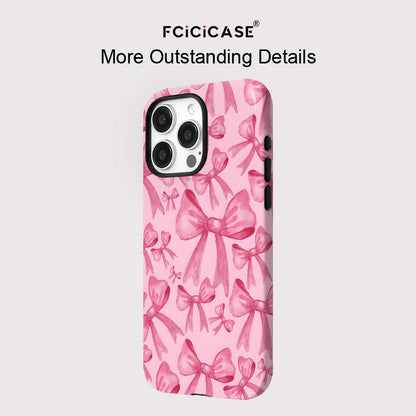 Luxury For Magesafe Magnetic Wireless Charging Case For iPhone 11 12 13 14 15 16 Pro Max Plus Shockproof Lovely Pink Bow Cover