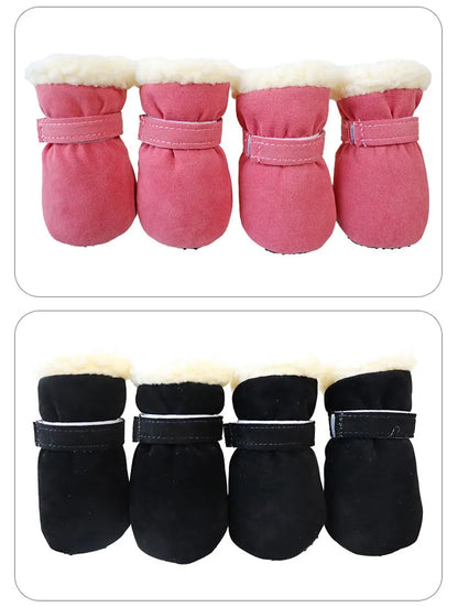 Winter Waterproof 4Pcs Warm Non-slip Snow Boots for Small Breeds Dogs Puppy Outdoor Walking Dog Socks Bootie Pet Paw Care