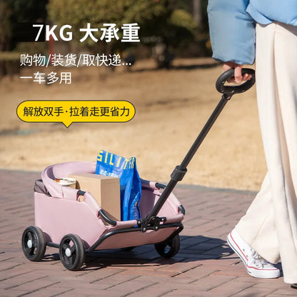 Small Pet Stroller for Dogs Cats Teddy Bears Outdoor Activities Lightweight and Foldable Car Accessories