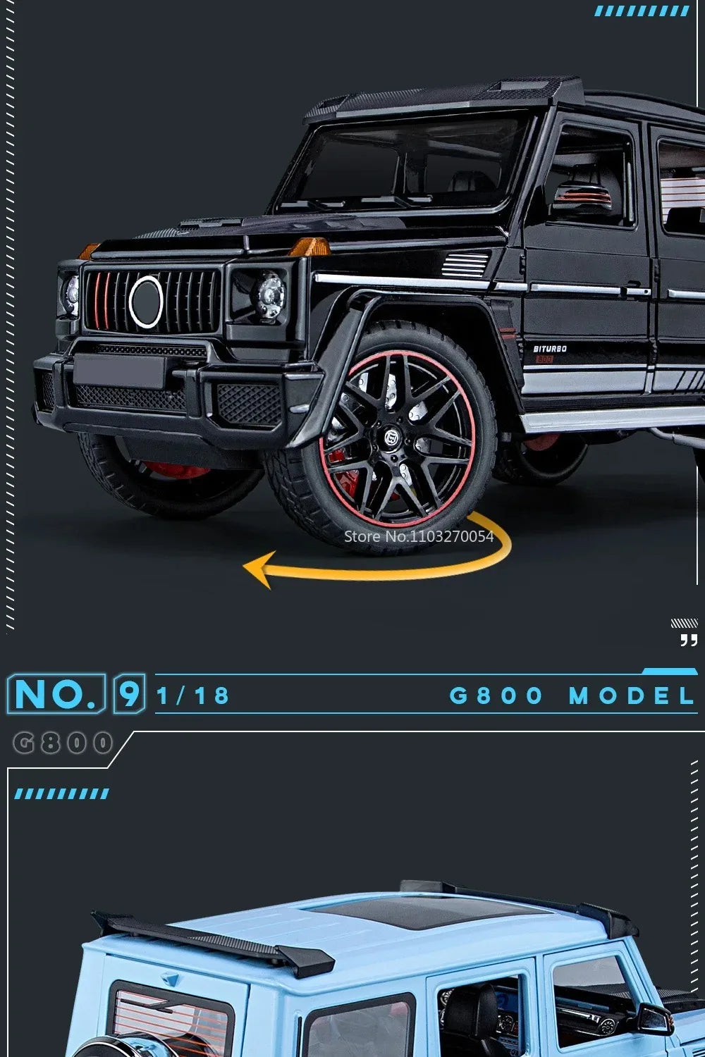 G800 Model Car 1:18 Alloy Diecast Metal Off-Road Vehicles Collection With Sound & Light Toy Cars Gift Series