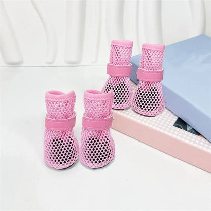 Adjustable Soft Sole Dog Mesh Shoes Non-Slip Wear Resistant Pet Dog Boots Thin Cooling Dog Shoe Cover Summer Season