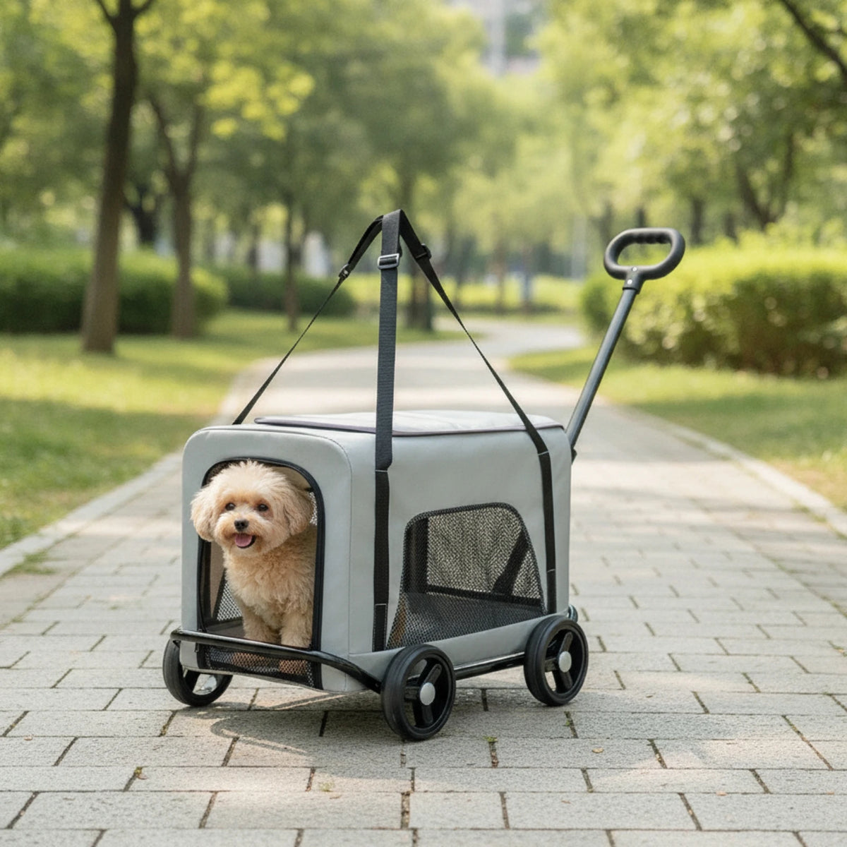Rolling Pet Carrier Foldable Wheeled Pet Carrier Smooth Spacious for Small Pets, Travel, Vet Visits