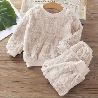 New autumn flange pajamas girl style Liu Su home service boy long sleeve top+trousers set 0-5 year old children pajamas set