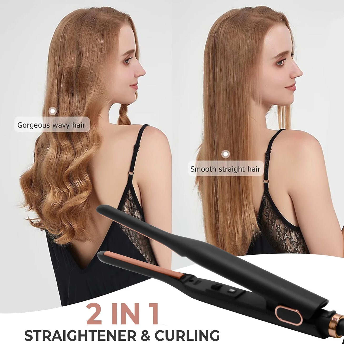 Small Flat Iron for Short Hair, Temperature Adjustable Pencil Flat Iron Fast Heat Up Beard Straightening Iron