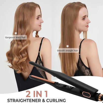 Small Flat Iron for Short Hair, Temperature Adjustable Pencil Flat Iron Fast Heat Up Beard Straightening Iron