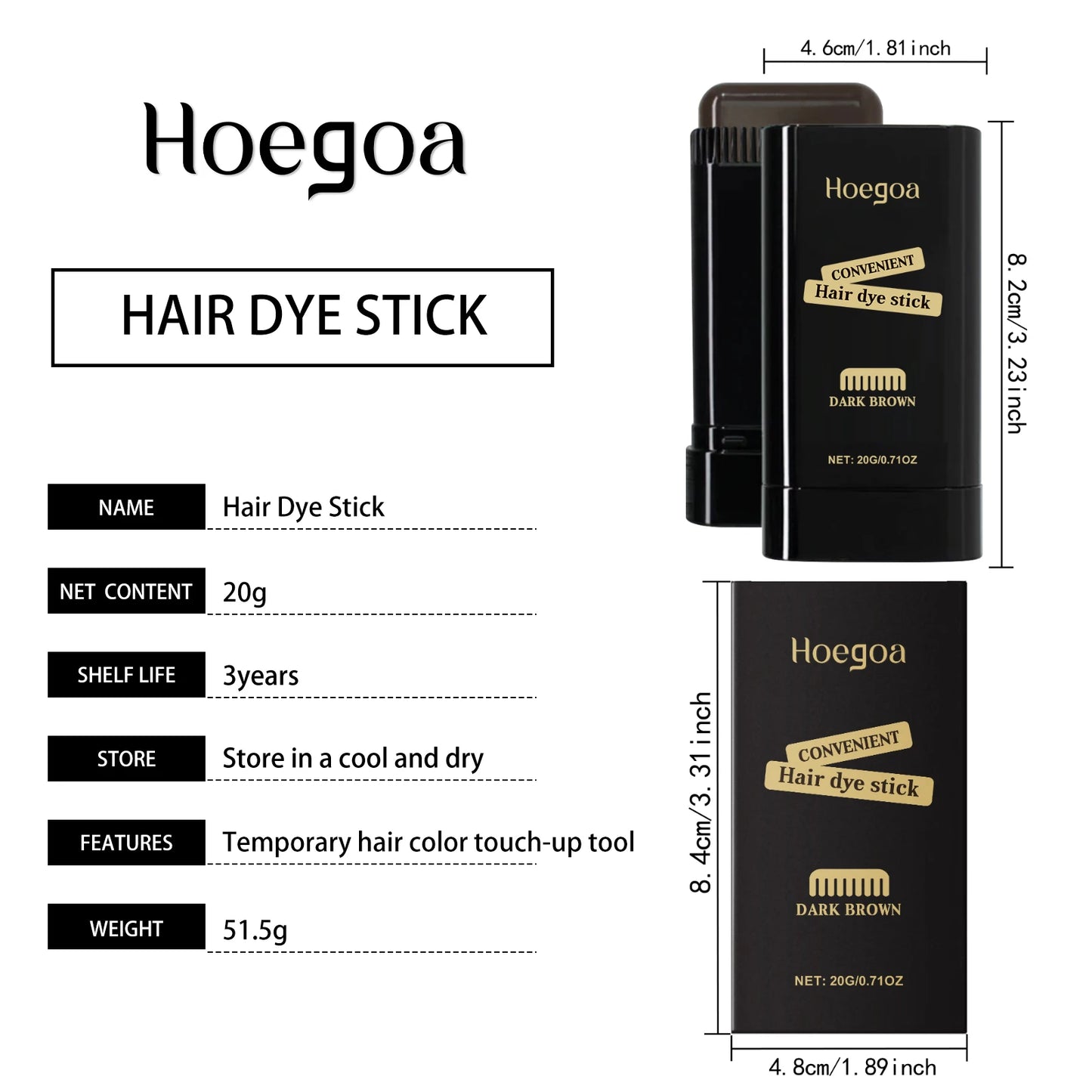 Waterproof Hair Dye Stick Quick Cover Gray White Hair Root Repair Black Brown Natural Hair Coloring Stick Easy Hairline Styling