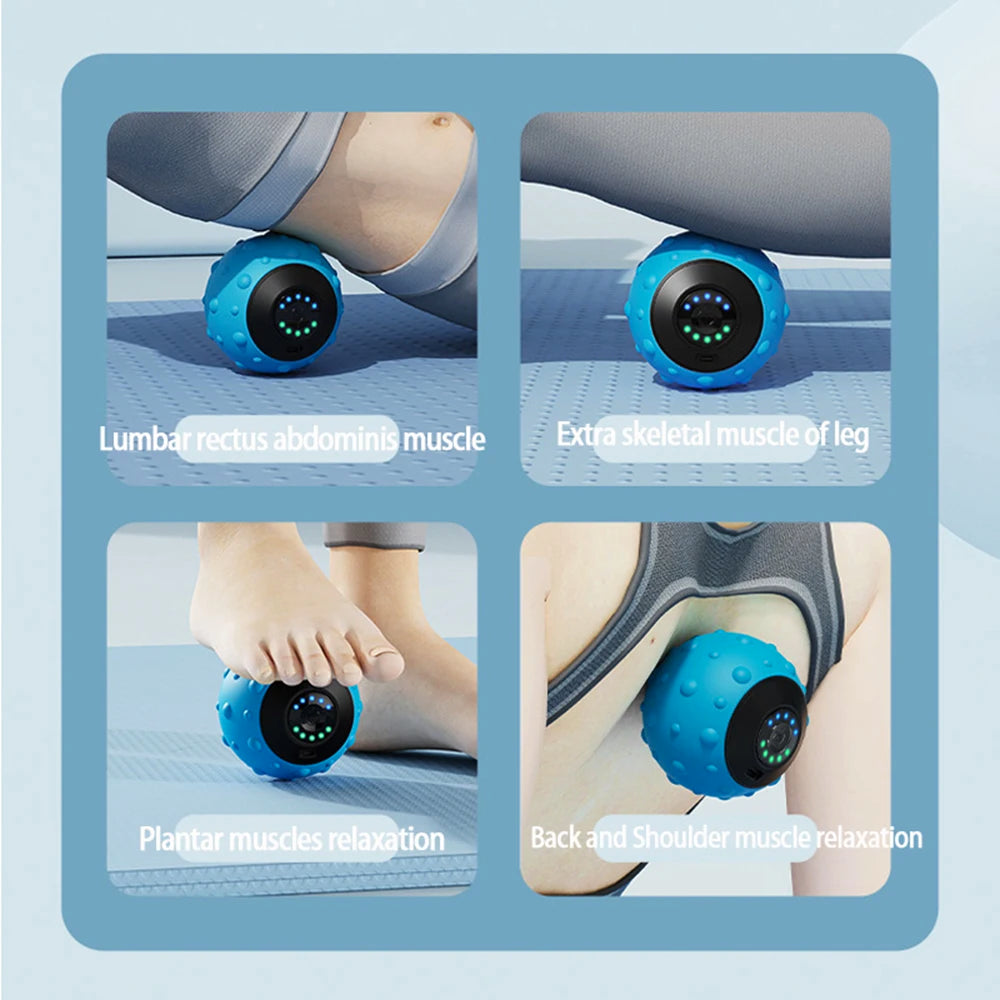 Rechargeable 5 Gears Vibrating Massage Ball Portable Peanut Massager Vibrating Foam Roller For Fitness Mobility Yoga Relaxation