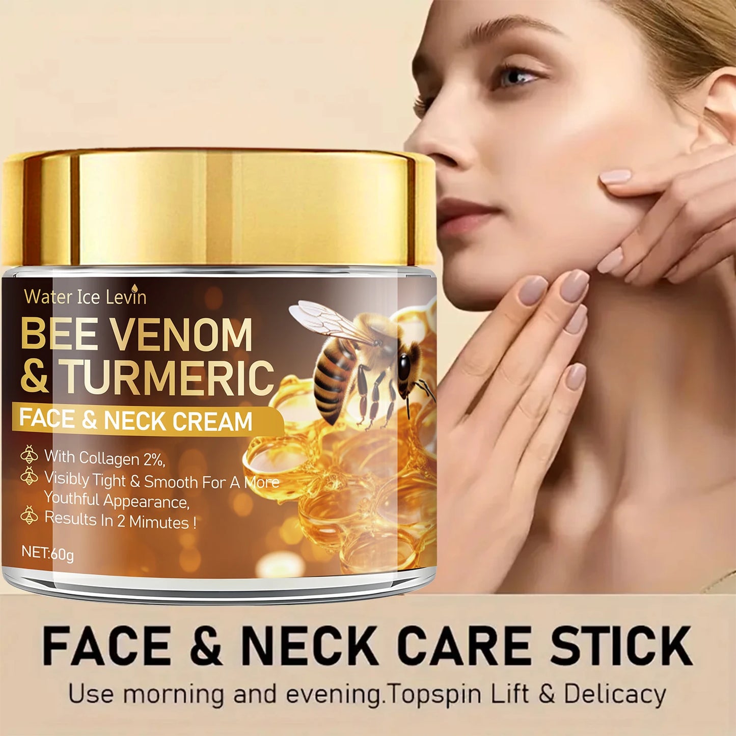 Bee Venom Instant Facial Lifting Cream Firms and Lifts Loose Skin, Smoothes Skin |   Alcohol-Free, Containing Hyaluronic Acid, Suitable for All Skin Types