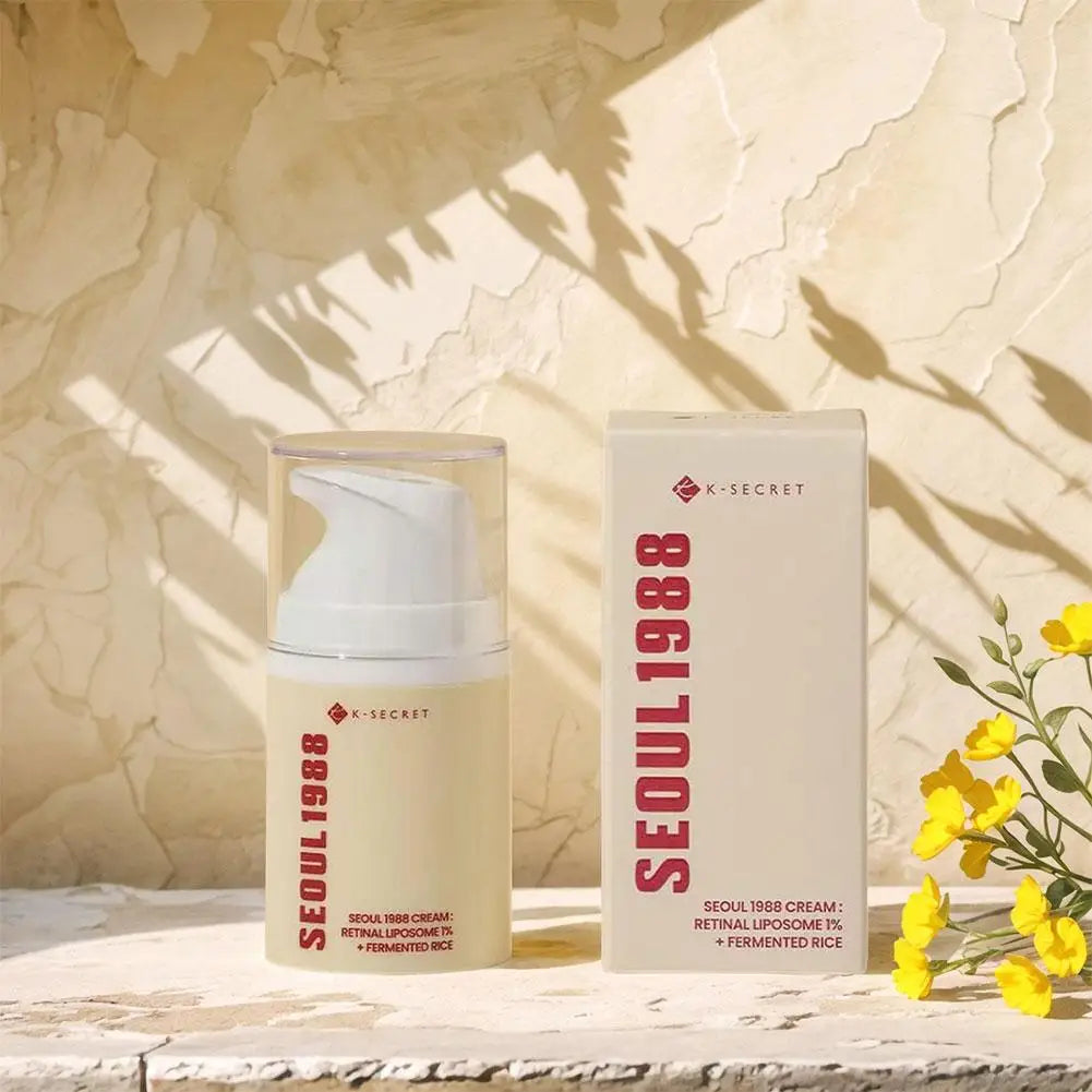 Korean Seoul 1988 Set Retinol Eye Cream Face Serum 2% Black Ginseng Niacinamide Rice VC Improve Closed Comedones Brighten Skin