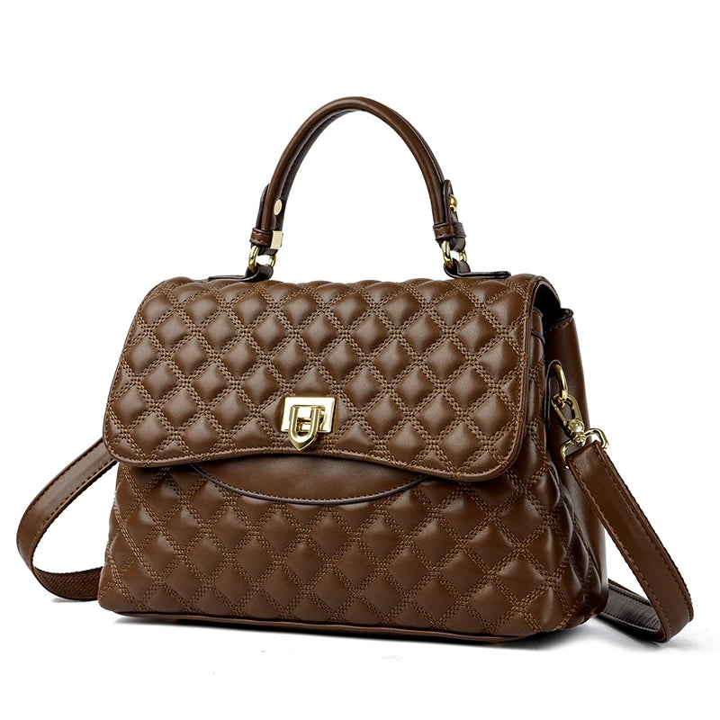 New Women's Soft Leather Shoulder Bags Multi-Layer Pockets Messenger Crossbody Bags Luxury Designer Female Handbags and Purses