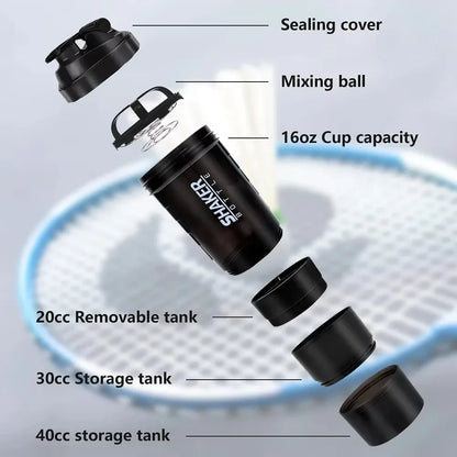 Shaker Protein 3 Layers Bottle Powder Shake Cup Water Bottle Plastic Mixing Cup Body Building Exercise Bottle