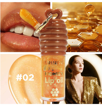 SAM SUGAR 2-Color Honey Essence Lip Oil Long-Lasting Moisture, Reduces Lip Lines Transparent Hydrating Lip Gloss