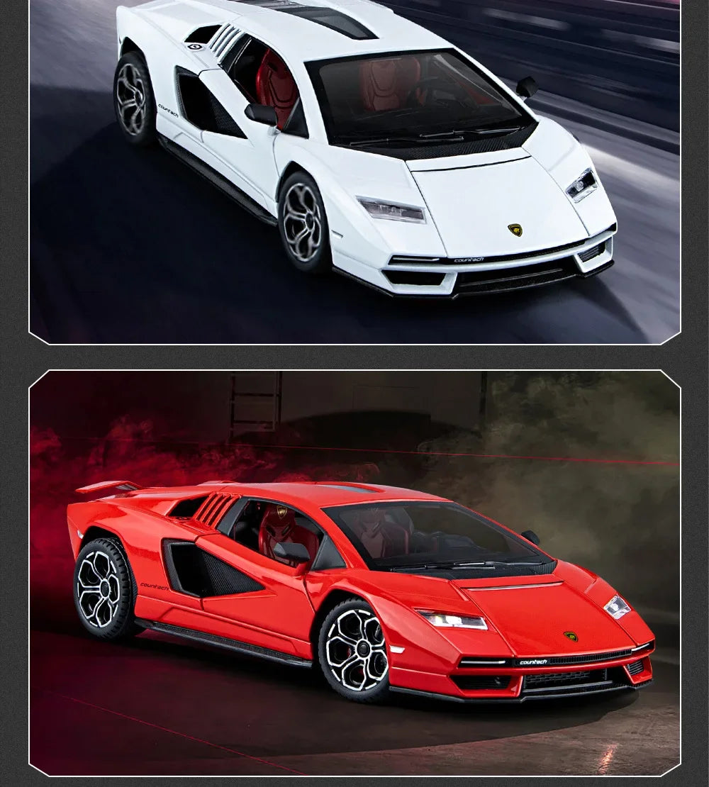 Lamborghini Countach LPI 800-4 Simulation1:24  Diecast Metal Alloy Model car Sound Light Pull Back CollectionToy Gifts