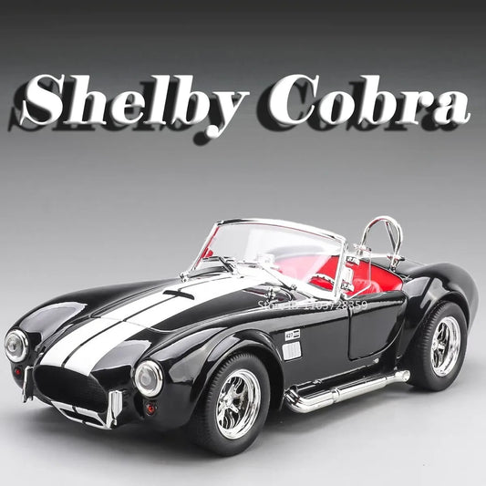 Shelby Cobra 500K Model 1:24 Toy Vintage Cars Alloy Diecast Sound Light Doors Opened Pull Back Decoration Gifts