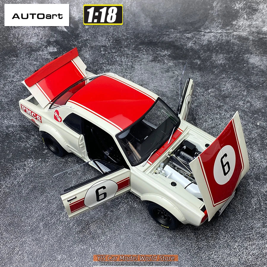 AUTOART Diecast car model 1/18 Nissan skyline GT-R 6#（RACING) 1971 Static display car models