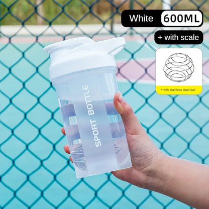 Portable Protein Powder Shaker Bottle Leak Proof Water Bottle For Gym Outdoor Fitness Training Sport Mixing Cup With Scale