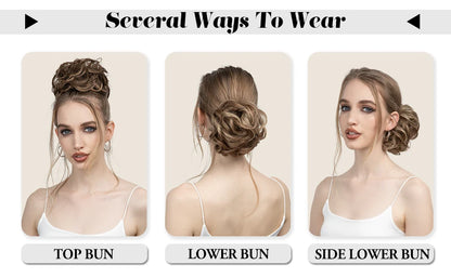 Synthetic Messy Hair Bun Extensions Big Curly Elastic Hair Scrunchies Hairpieces Chignon Donut Updo Hair Pieces for Women