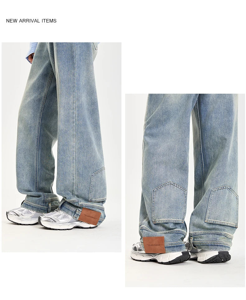 Ins Fashion American Retro Baggy High Waisted Jeans Woman High Street Denim Pants Reversible Trousers Streetwear Y2K Loose Jeans
