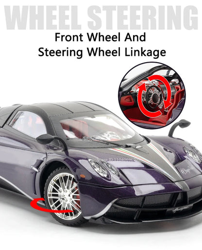 Pagani Huayra 1:18 Model Car Diecast Alloy Sport Cars Sound Light Pull Back Shock Absorption Models Festival Gift