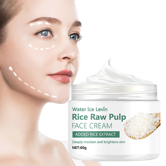 Rice Pulp Cream Hydrating and Nourishing Moisturizer Soothes,Anti Aging Remove Wrinkles Firming Pores Removing Acne Whitening