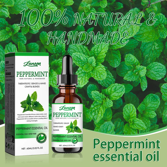 60ml Peppermint Body Essential Oil for Massage & Aromatherapy, Handmade, Cool & Fresh Body Oil