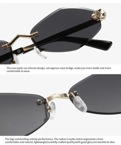 Protective Glasses Fashion Irregular Sunglasses Women Retro Brand Design Metal High Quality Vintage Rhombus Rimless Glasses