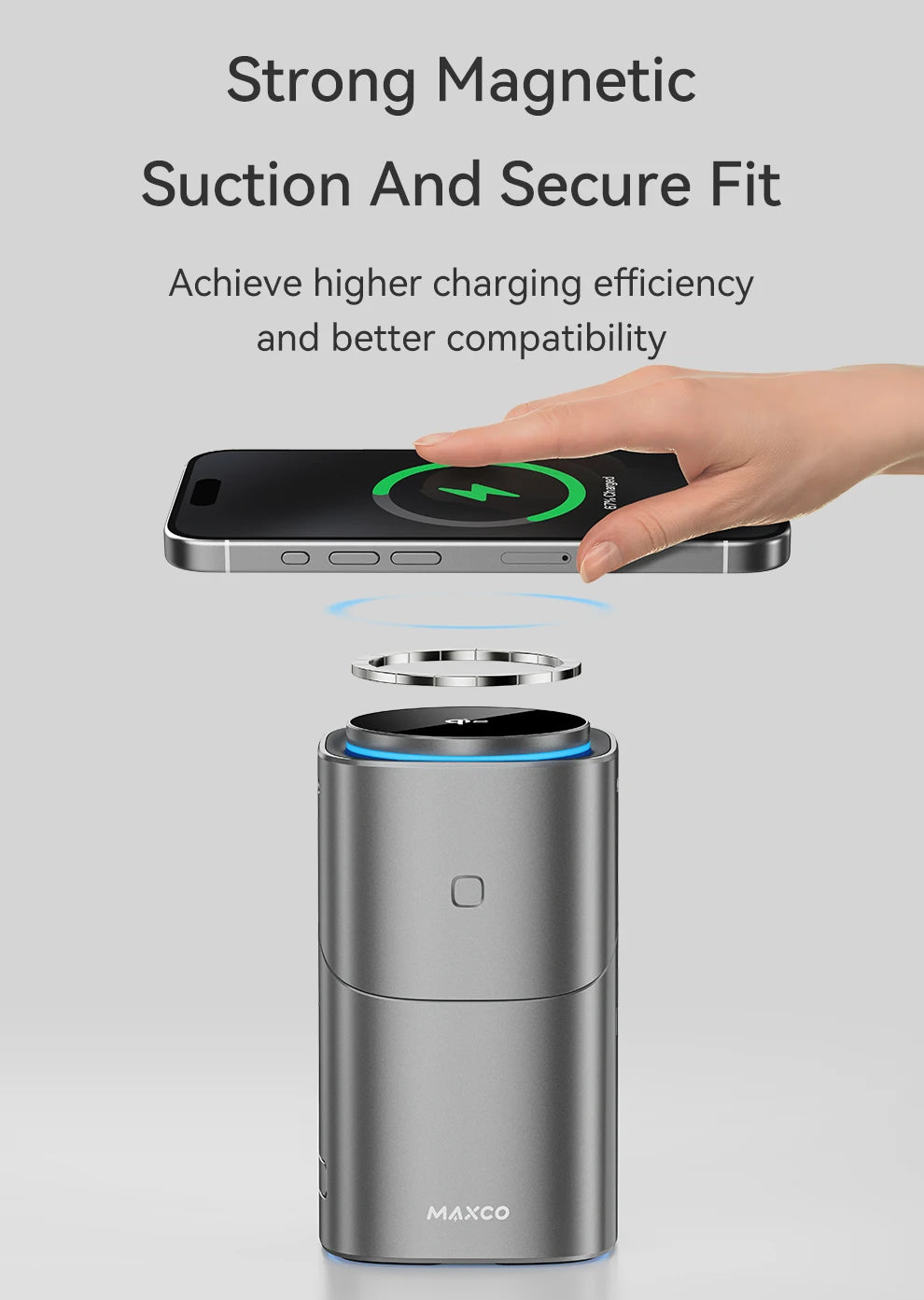 MAXCO Qi2 3-in-1 Wireless charger with Auto-Rotating Phone Dock compatible with MagSafe for iPhone Apple Watch Ultra 2 Airpods