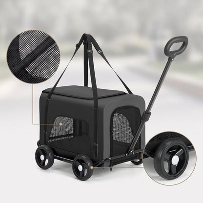 Rolling Pet Carrier Foldable Wheeled Pet Carrier Smooth Spacious for Small Pets, Travel, Vet Visits