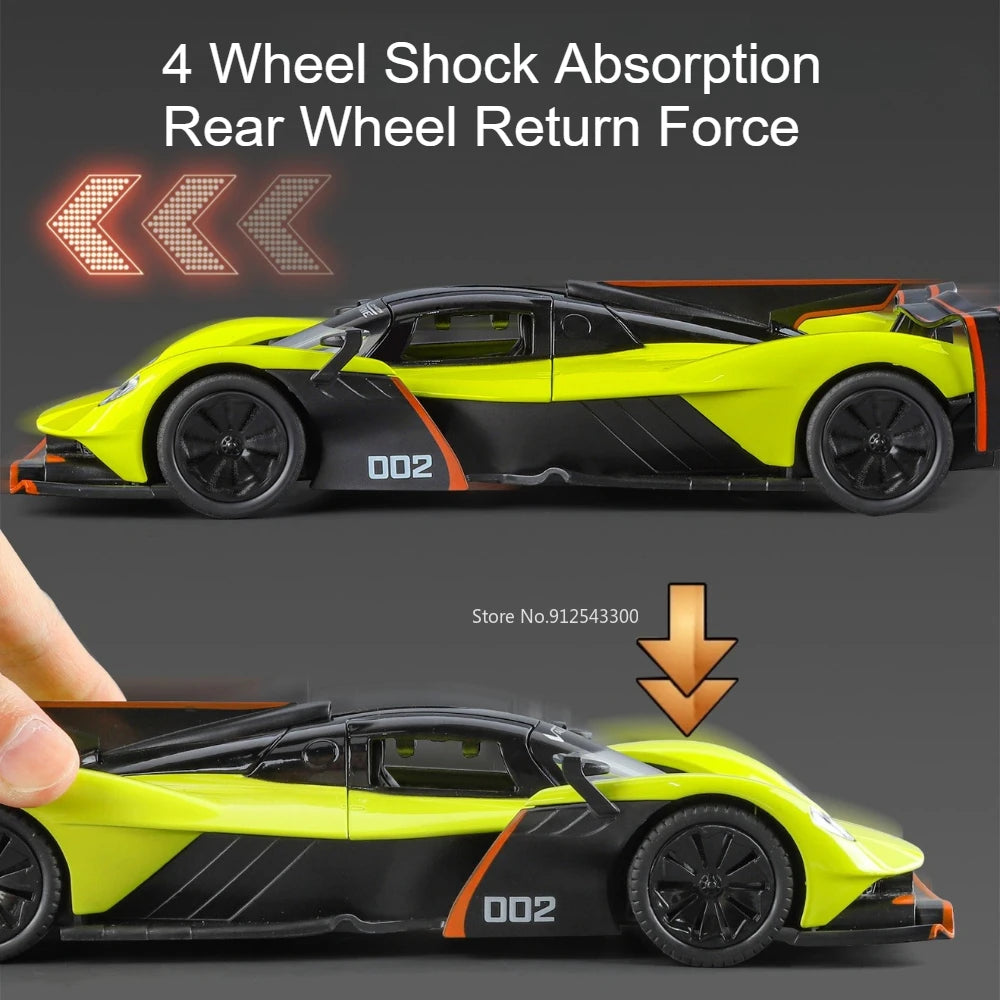 Valkyrie GT-R50 Sports 1:24 Car Model Toy Diecast Alloy Doors Opened Sound Light Supercar Collectible Ornaments Toy Gifts