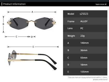 Protective Glasses Fashion Irregular Sunglasses Women Retro Brand Design Metal High Quality Vintage Rhombus Rimless Glasses