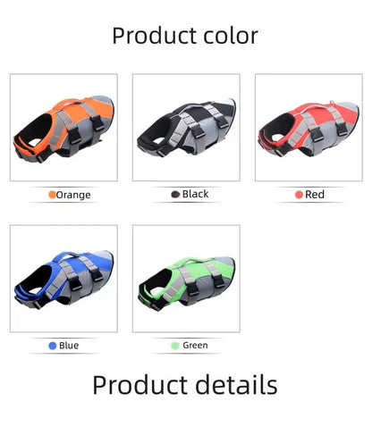 Reflective Dog Life Jacket Adjustable Breathable Pet Safety Vest Enhanced Buoyancy Oxford Cloth Swimming Clothes Beach