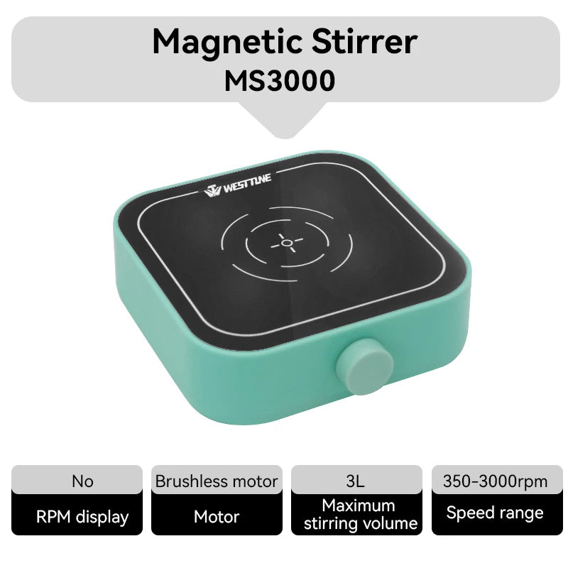 WESTTUNE Laboratory Magnetic Stirrer 3000RPM 3L Magnetic Mixer Stir Plate with 2PCS Stir Bar No Heating Lab Stirring Equipment