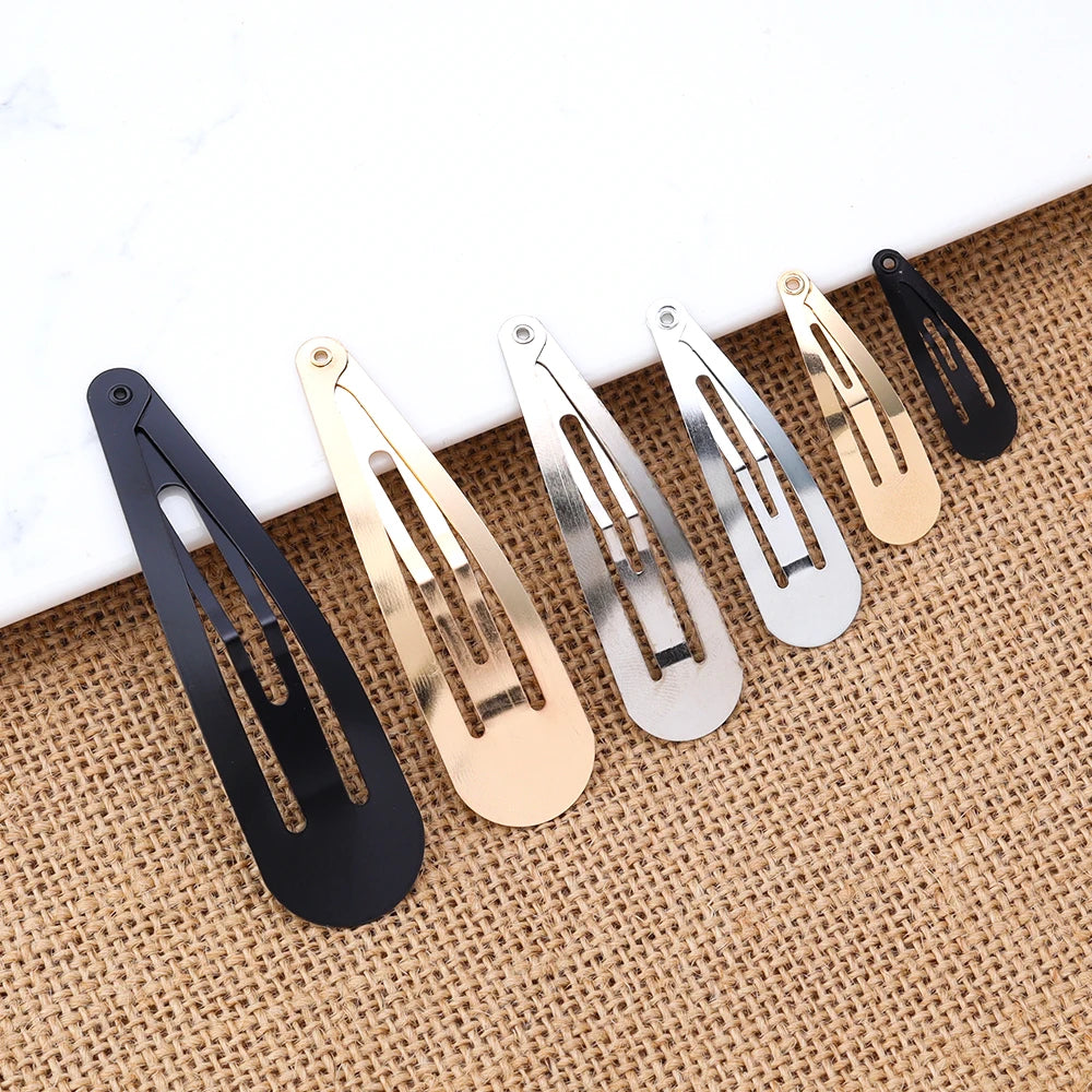 50pcs Water Drop Shaped Hairpin Simple Metal Snap BB Hair Clips Barrettes for DIY Handmade Headwear Hair Tools Accessories