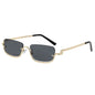 Luxury Brand Designer Half-Rim Rectangular Sunglasses Women Vintage Small Frame Sun Glasses Ladies Geometric Square Eyewear