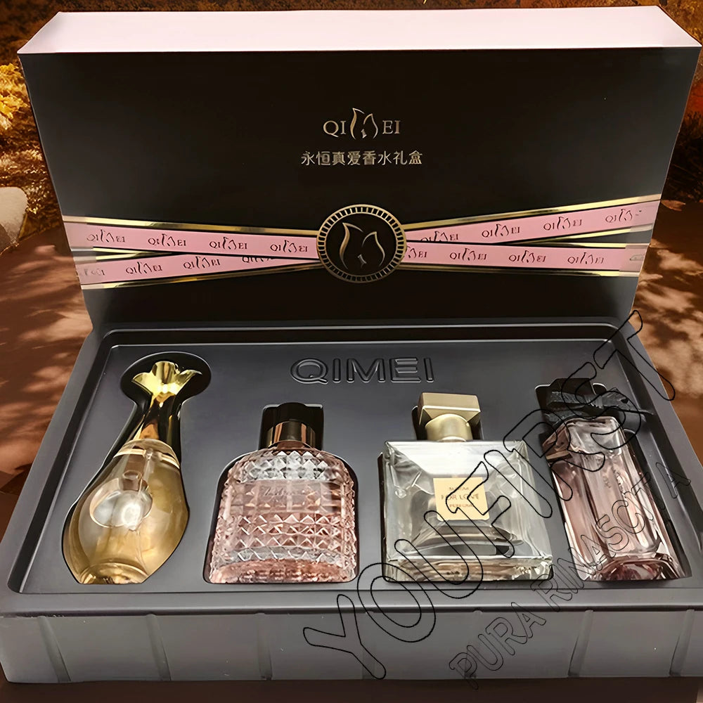 Luxury Brand Perfume Women Eau De Parfum Femme Gift Box 4Pcs Set 100ml Perfumes De Mujer Fresh Natural Floral Fruity Scent Spray