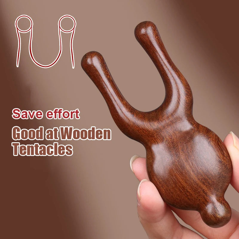 Wooden Handle Sandalwood Facial Massager Promote Blood Circulation Eye Nose Gua Sha Board Facial Lifting Massage Tool