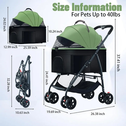 Dog Carrier Backpack 3-in-1 Pet Stroller Wagon Removable Carrier Cat Stroller for Medium Dogs Up to 55lbs Daily Travel Use