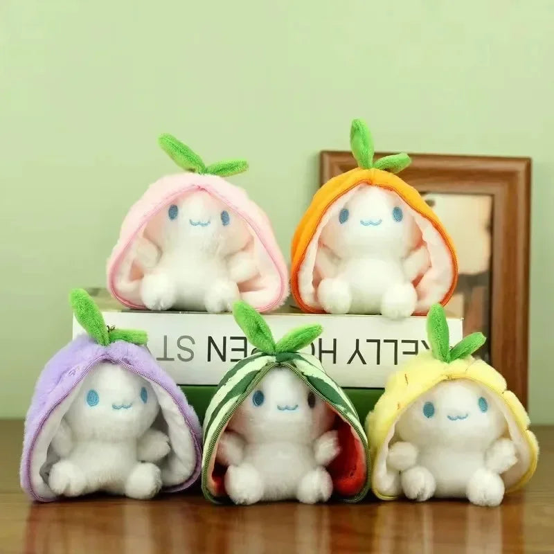 Creative Doll New Design Toys Cute Fruit Mini Bag Key Chains Light Pendant Soft Rabbit Car Plush Keychain Easter Gifts