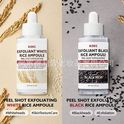 KOEC Exfoliant Black & White Rice Ampoule Facial Serum Peel Shot Exfoliating Cleans Blackhead Pore Brightening Remove Dead Skin