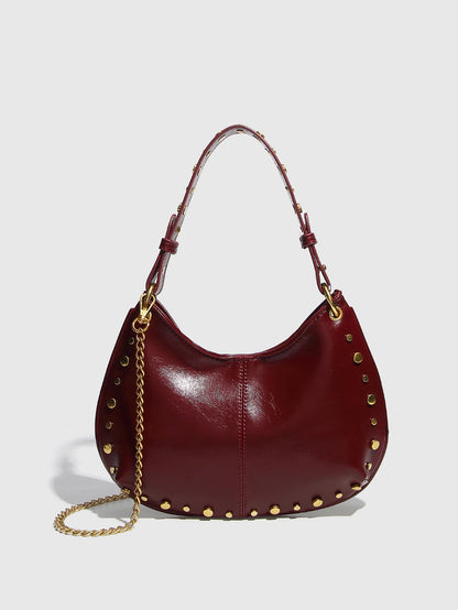 New Fashion Trendy Underarm Bag Riveted Handbag Chain Shoulder Bag Boston Crossbody Bag