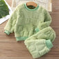 New autumn flange pajamas girl style Liu Su home service boy long sleeve top+trousers set 0-5 year old children pajamas set