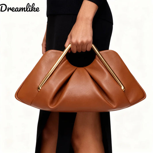  Luxury Soft Cloud Shape Bag Fashionable Leather Retro Handbags Crossbody Bag Designer Clutch Clip Bag Female Clutch Bag