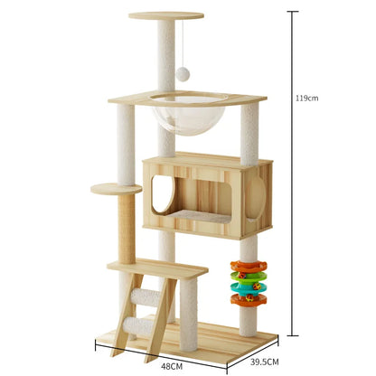 Multi Level Cat Tree Cat Condo Double Space Capsule Cat Tower Scratch Post Plush Bed Indoor Modern Pet Furniture Cat Furniture