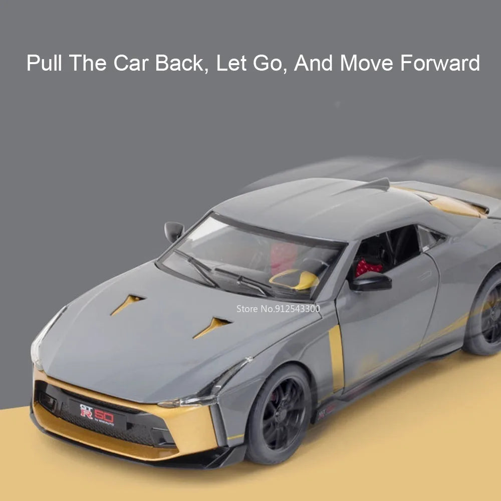 Valkyrie GT-R50 Sports 1:24 Car Model Toy Diecast Alloy Doors Opened Sound Light Supercar Collectible Ornaments Toy Gifts