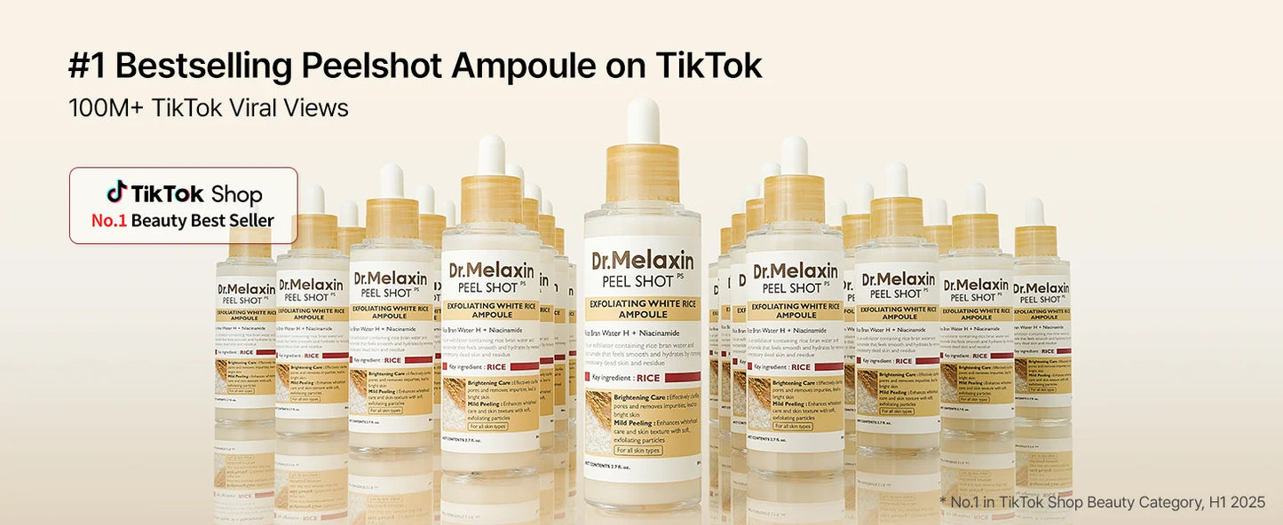 Dr. Melaxin Peel Shot Glow White Rice Peeling Ampoule 80ml,Dead Skin Gentle Exfoliating Ampoule with Rice Water Extract,AHA BHA,Niacinamide